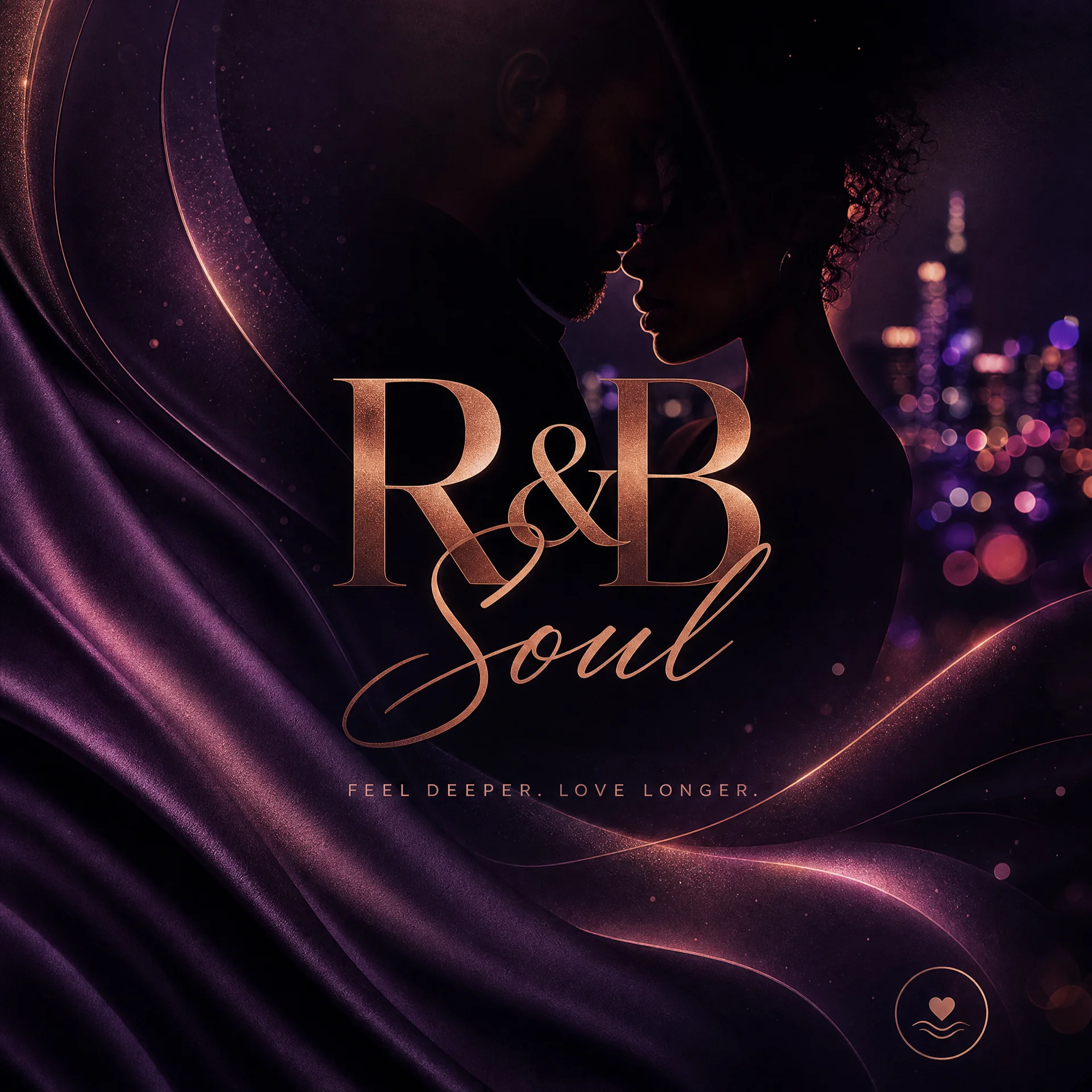 R&B Soul风格封面，丝绸质感紫色渐变与浪漫氛围